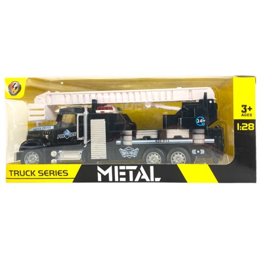 Fém teherautó, létrás, emelős, hátrah., 3 féle, 29x12 cm dob.