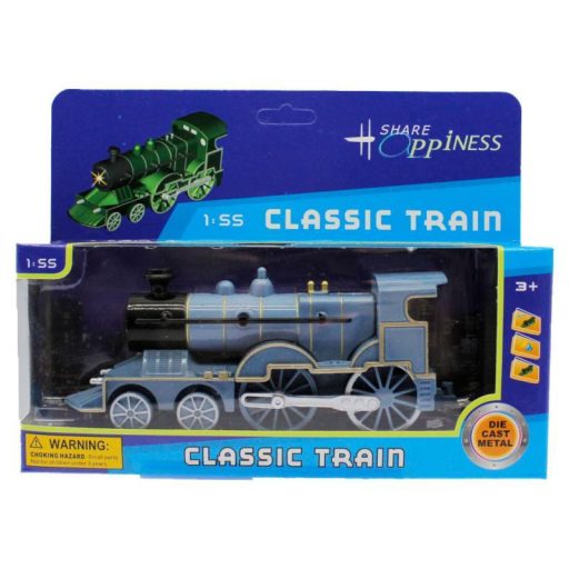 Fém mozdony, hang- és fényhatásokkal, 20x9 cm, dobozos.