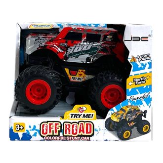   Autó, el., igazi hang+fény, terepjáró, karosszéria vil., fóliatestű, gumikerék, lend., 2 szín, 15x12 cm dob. Gombel.