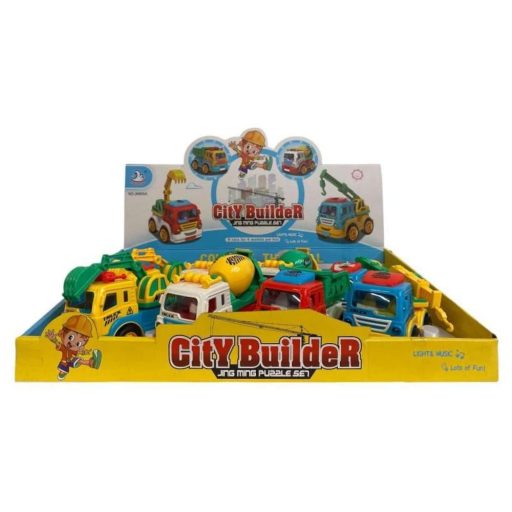 Teherautó munkagépes játék, valósághű hang- és fényhatásokkal.