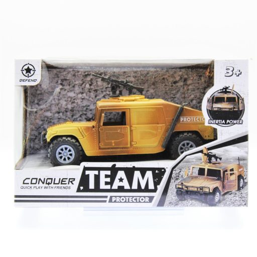 Katonai terepjáró, hang- és fényhatásokkal, 17x9 cm méretben.