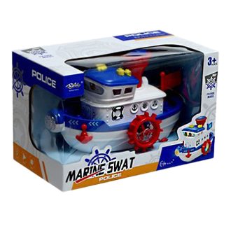   Hajó formájú, zenélő és világító bébi játék, 21x13 cm.