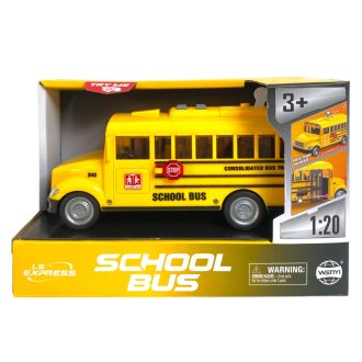 Iskolabusz el., hang,+fény, lend., 20x9 cm dob. Gombel.