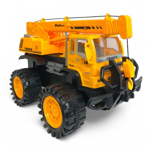 Teherautó munkagépes lendkerekes játék, 30x23 cm méretben.