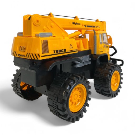 Teherautó munkagépes lendkerekes játék, 30x23 cm méretben.