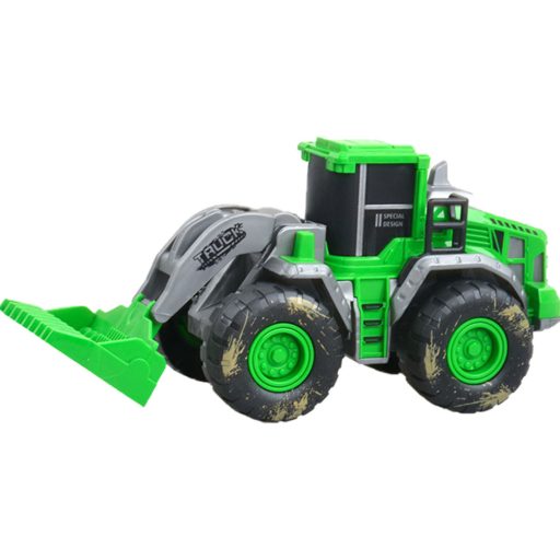 Traktor, elöl szerk., hátul pótkocsi, lend., saras kerekű, 3 féle, 25x9 cm dob.