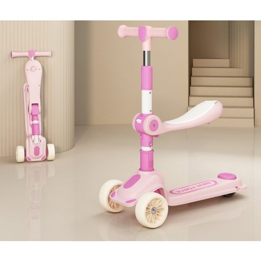 Állítható magasságú, világító kerekű, üléses roller gyerekeknek.