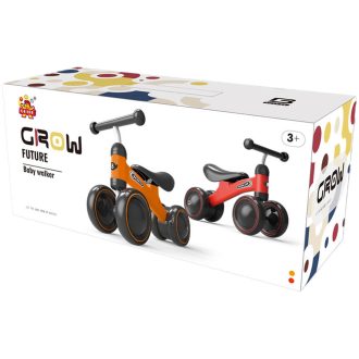   Ráülős, Gurulóka, elöl-hátul dupla kerék, tricikli, 2 szín, 44x20 cm dob.