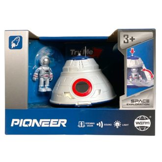   Űrhajós klt., el., igazi hang, fény leszállóegység + űrhajós figura, 20x14 cm dob. Gombel.