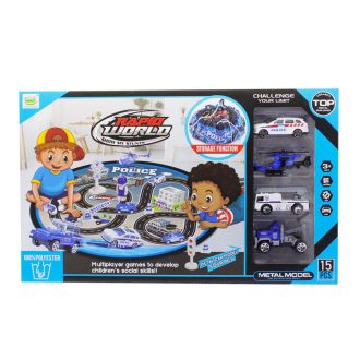   Játszószőnyeg klt., 4 db rendőrautó,  játéktároló, 2 féle, 41x25 cm dob.