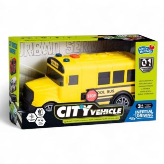 Iskolabusz, el., hang+fény, lend., 24x15 cm dob.