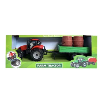   Traktor, hátul hordószállító, lend., 2 szín, 31x12 cm dob.