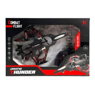   R/C drón, vadászrepülőgép, el., vil., USB töltős, 2 szín, 36x25 cm dob.