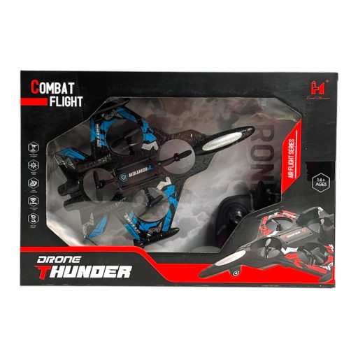 R/C drón, vadászrepülőgép, el., vil., USB töltős, 2 szín, 36x25 cm dob.
