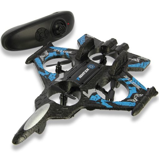 R/C drón, vadászrepülőgép, el., vil., USB töltős, 2 szín, 36x25 cm dob.