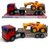 Autószállító játékszett: 1 munkagép, lendkerekes, 32x12 cm