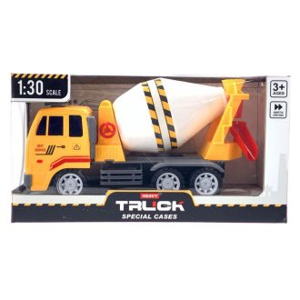   Teherautó betonkeverővel, 29x16 cm, lendkerekes játékautó.