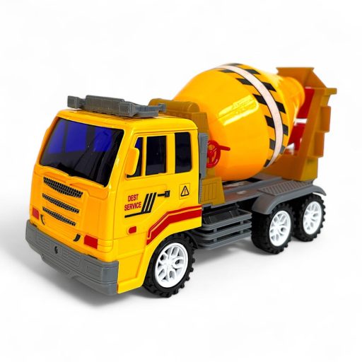 Teherautó betonkeverővel, 29x16 cm, lendkerekes játékautó.
