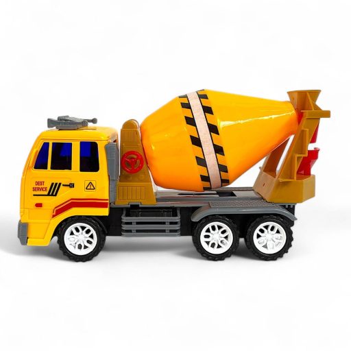 Teherautó betonkeverővel, 29x16 cm, lendkerekes játékautó.
