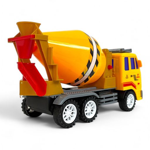 Teherautó betonkeverővel, 29x16 cm, lendkerekes játékautó.