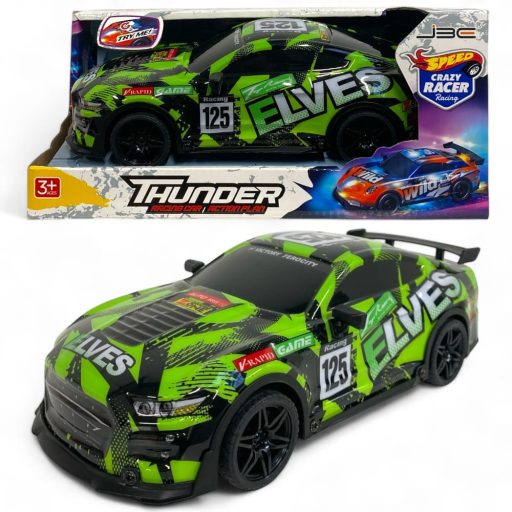 Autós játék, motorhanggal és fénnyel, két színben, 28 cm.