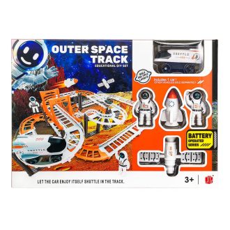   Autópálya összeépítős klt., el., űrhajó, űrállomás, + 2 űrhajós fig,. +kieg, 35x25 cm dob.