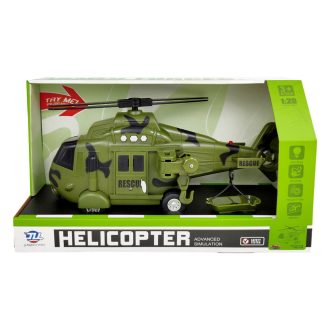   Katonai helikopter: hang, fény, projektor, 24x15 cm-es méret.