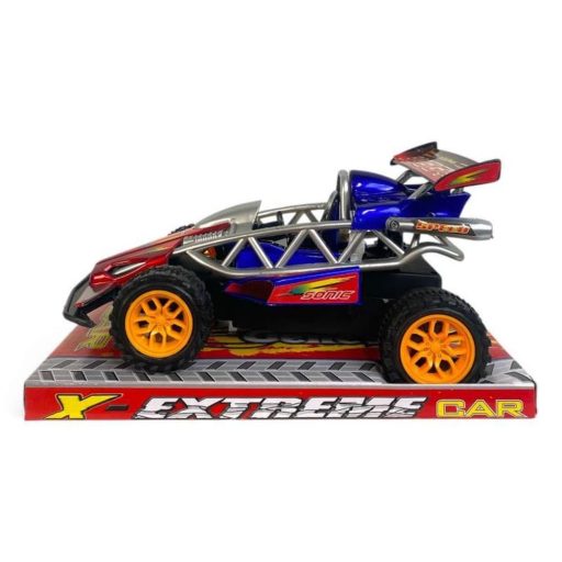 Autóverseny lendkerekes játék, 2 színben, 24x15 cm méretben.