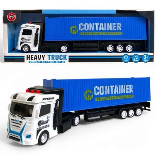 Teherautó hanggal és fénnyel, 3 színben, 35x12 cm méretben.