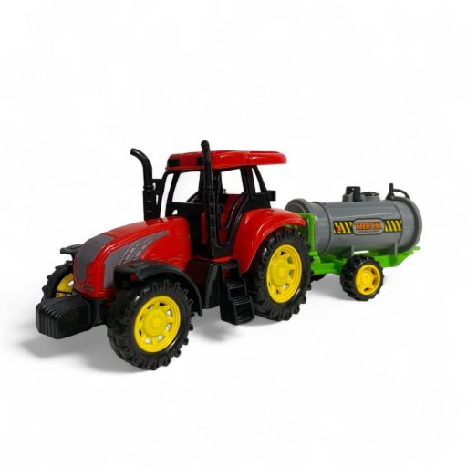 Traktor, hátul tartályos, lend., 31x10x12 cm dob.