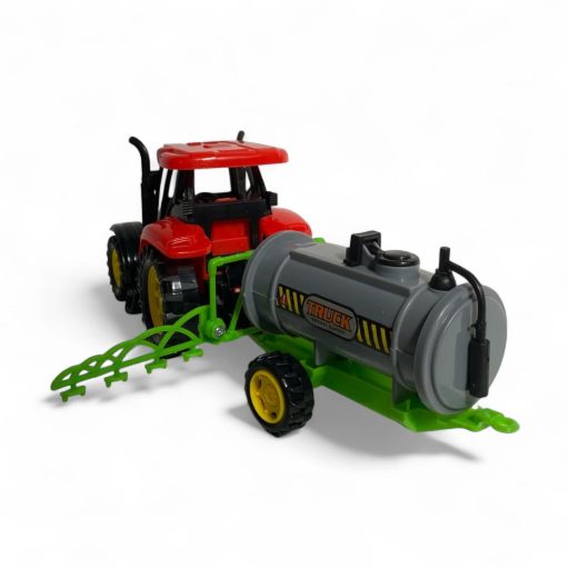 Traktor, hátul tartályos, lend., 31x10x12 cm dob.