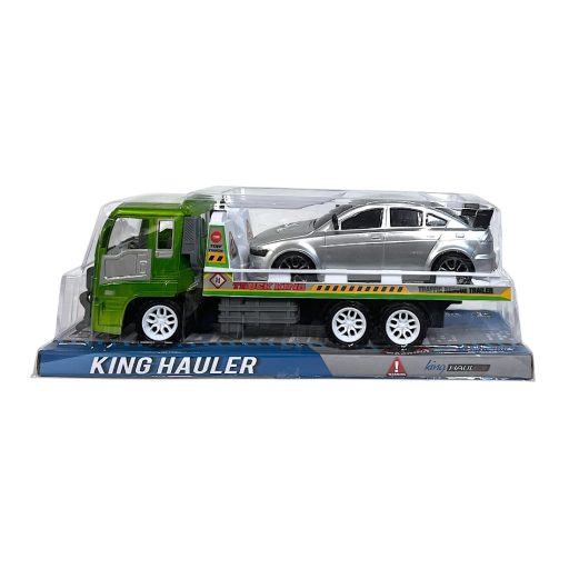 Autószállító, + 1 autó, lend., 3 szín, 36x14 cm plf.