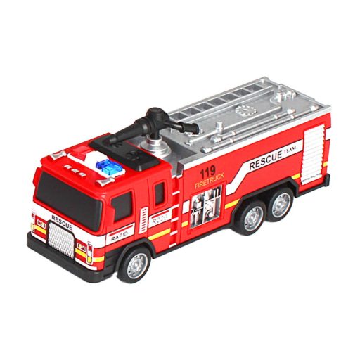 Tűzoltó autó, lend., létrás, 2 féle, 19x12 cm hátfalas dob.