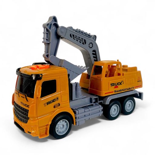Teherautó munkagépes játék hanggal és fénnyel, rázkódó funkcióval.