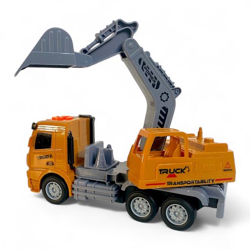 Teherautó munkagépes játék hanggal és fénnyel, rázkódó funkcióval.