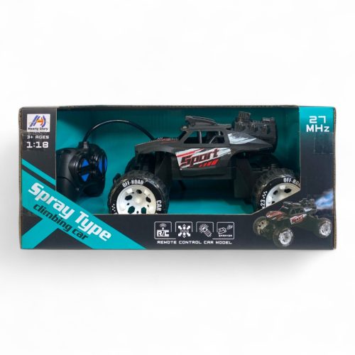 Távirányítós autó hanggal, fénnyel, vízgőzzel, USB töltővel.