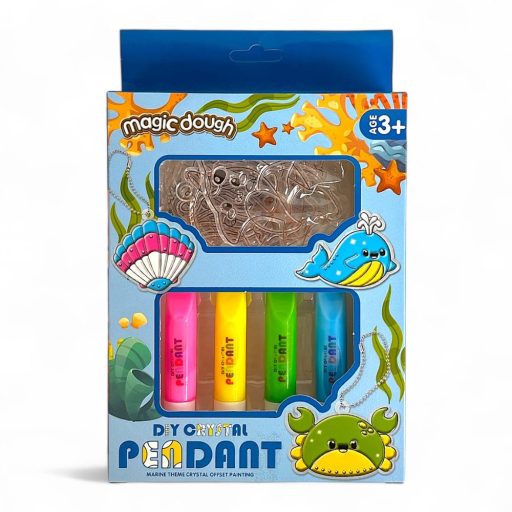 Ablakdísz készlet tengeri állatokkal, 6 figura, 4 filctollal.