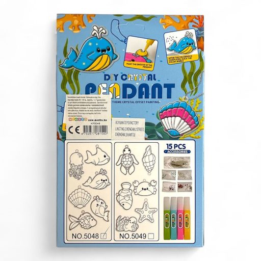 Ablakdísz készlet tengeri állatokkal, 6 figura, 4 filctollal.