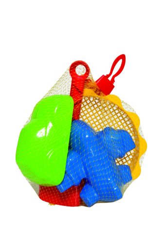 Homokozó klt., szita, lapát, 2 forma, 19x17x9 cm