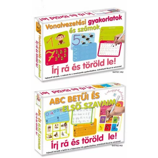 Vonalvezetési gyakorlatok: írható és törölhető táblák.