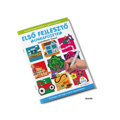 Fejlesztő feladatok munkafüzet, vegyes témák, 21x30 cm méretben.