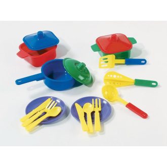 Gyerek edénykészlet hálóban, 19x11x13 cm méretben.