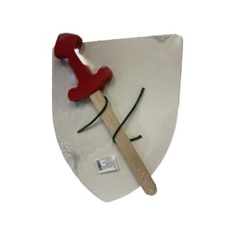Gyerek fa pajzs és kard szett, többféle mintával, 38 cm.