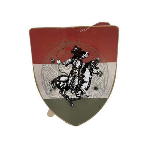 Gyerek fa pajzs és kard szett, többféle mintával, 38 cm.