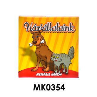   Háziállatos memória kártyajáték, 8.5x8.5 cm-es dobozban.