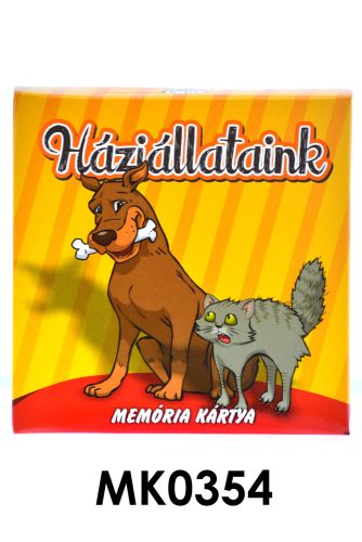 Háziállatos memória kártyajáték, 8.5x8.5 cm-es dobozban.