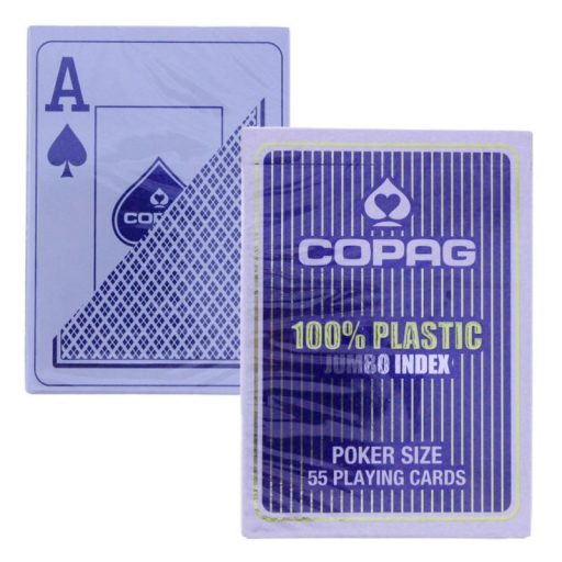 Plasztik Copag póker kártya, kék, nagy index, tartós minőség