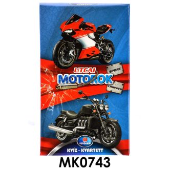 Motorok kvartett kártyajáték szórakoztató gyerekeknek.