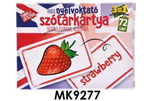 Angol nyelvoktató szókártyák gyerekeknek, játékos tanulás.