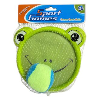Catch ball klt., béka forma, tépőzáras, 20x21 cm hálós
